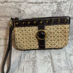 Rafe New York Straw and Leather Woven Wristlet